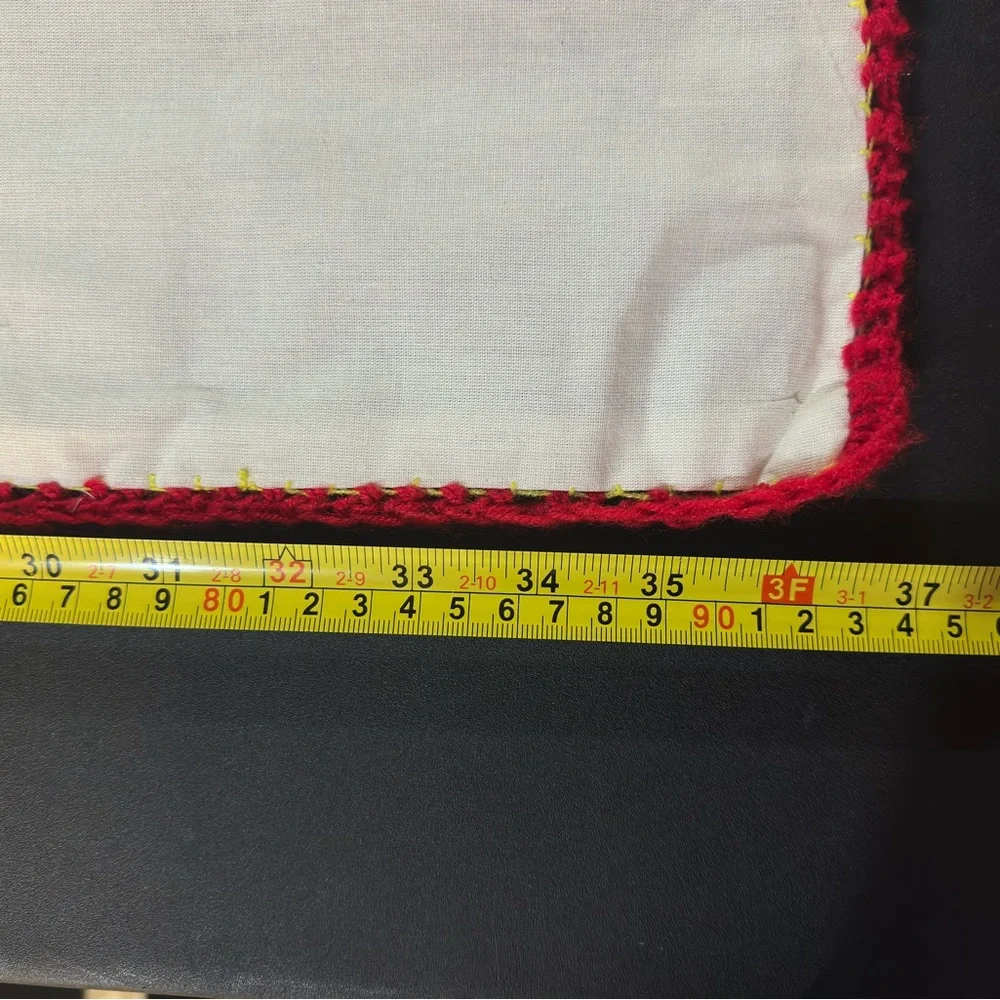 Lg. Vtg 3D Peruvian Arpillera Mercado Andean Llama FolkArt Market Tapestry 19x37